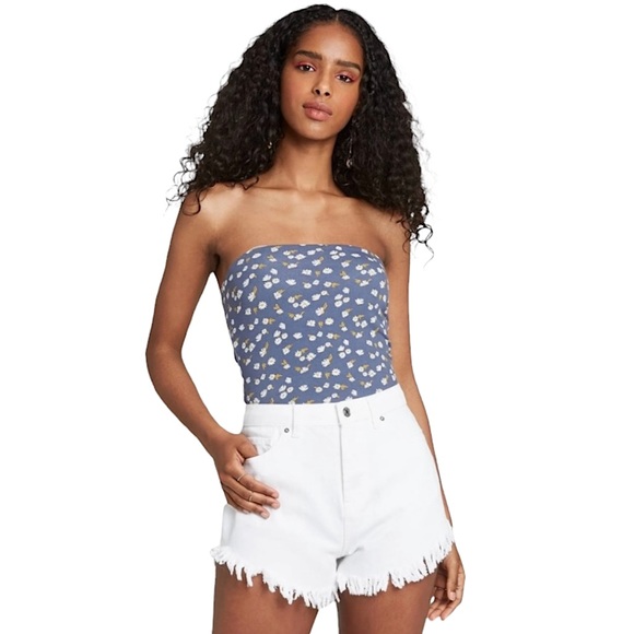 wild fable Tops - Wild Fable Floral Blue Daisy Tube Top Strapless Cropped Flower Print Size XL